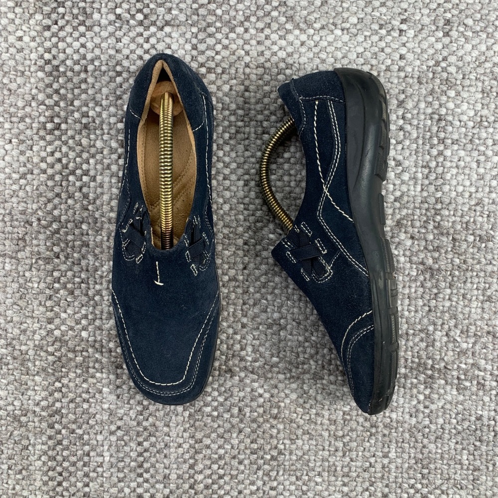 Naturalizer Loafers Womens 8.5 Navy Suede Leather Slip On Comfort Square Toe